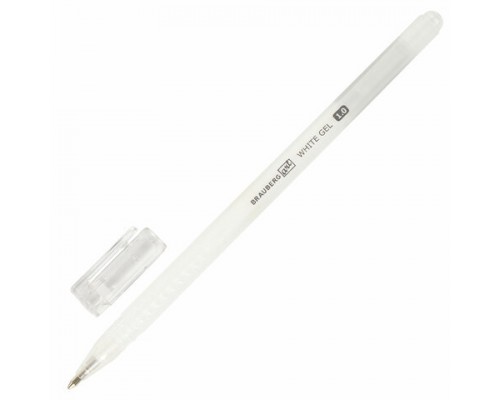 Ручка гелевая BRAUBERG Art Classic, БЕЛАЯ, корпус тонированный белый, узел 1мм, линия 0,5мм, 143418