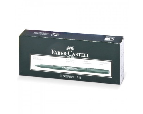Ручка капиллярная (линер) FABER-CASTELL Finepen 1511, ЧЕРНАЯ, корпус темно-зелен, линия 0,4мм,151199