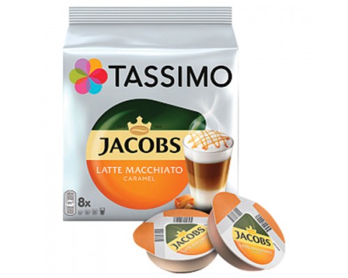 Кофе в капсулах JACOBS Latte Macchiato Caramel для кофемашин Tassimo, 8 порций (16 капсул), ш/к04802