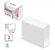 Полотенца бумажные (1 пачка 190 листов) LAIMA (H2) PREMIUM UNIT PACK, белые, 23х21 см, Z-сложение, 126559