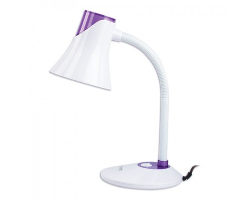 Настольная лампа светильник SONNEN OU-607, на подставке, цоколь Е27, белый/фиолетовый, 236682