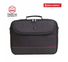 Сумка-портфель BRAUBERG с отделением для ноутбука 13-14", "Profi", откидная крышка, черная, 37х28х7 см, 240440