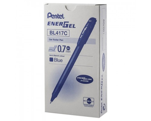 Ручка гелевая PENTEL (Япония) Energel, СИНЯЯ, корпус черный, узел 0,7мм, линия 0,35мм, BL417-C