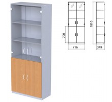 Шкаф закрытый со стеклом "Бюджет", 716х349х1810 мм, груша ароза (КОМПЛЕКТ)