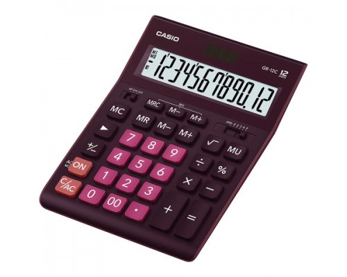 Калькулятор настольный CASIO GR-12С-WR (210х155мм), 12 разрядов, двойное питание, БОРДОВЫЙ
