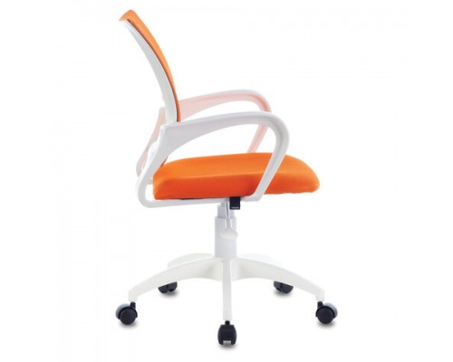 Кресло BRABIX Fly MG-396W, с подлокотниками, пластик белый, сетка, оранжевое TW-38-3/TW-96-1, 532401