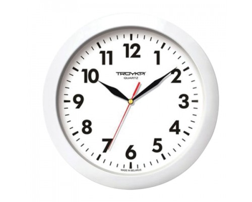 Часы настенные TROYKATIME (TROYKA) 11110118, круг, белые, белая рамка, 29х29х3,5см