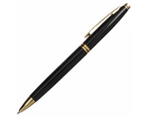 Ручка подарочная шариковая BRAUBERG De luxe Black, корп черн, узел 1мм, линия 0,7мм, синяя,141411
