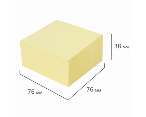 Блок самоклеящийся (стикеры) BRAUBERG 76*76мм, 400 листов, желтый, 111353