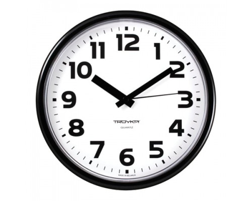 Часы настенные TROYKATIME (TROYKA) 91900945, круг, белые, черная рамка, 23х23х4см