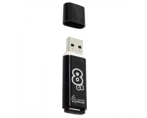 Флеш-диск 8GB SMARTBUY Glossy USB 2.0, черный, SB8GBGS-K