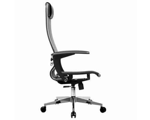Кресло офисное МЕТТА К-4-Т хром, прочная сетка, сиденье и спинка регулируемые, черное