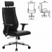 Кресло офисное МЕТТА К-32-2D хром, экокожа, подголовник, сиденье и спинка мягкие, черное
