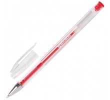 Ручка гелевая BRAUBERG "Jet", КРАСНАЯ, корпус прозрачный, узел 0,5 мм, линия письма 0,35 мм, 141020