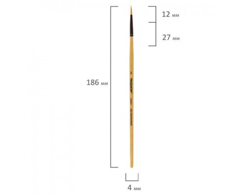 Кисть ПИФАГОР, СИНТЕТИКА, круглая, № 2, деревянная лакированная ручка, с колпачком, 200842