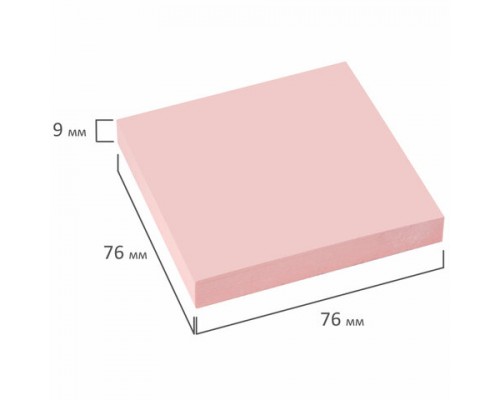Блок самоклеящийся (стикеры) STAFF 76х76мм, 100 листов, розовый, 126497