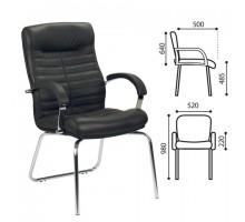 Кресло для приемных и переговорных "Orion CFA/LB steel chrome", кожа, черное
