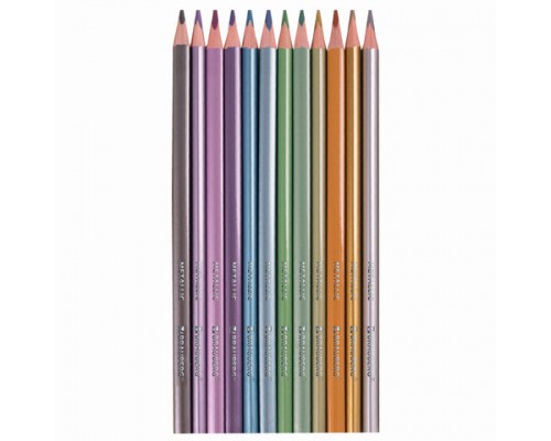 Карандаши цветные 60 цветов BRAUBERG (Базовые, Металлик, Неон, Пастель, Телесные), 181792