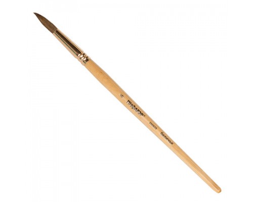 Кисть ПИФАГОР, БЕЛКА, круглая, № 6, деревянная лакированная ручка, с колпачком, пакет, 200820