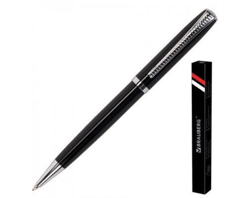 Ручка подарочная шариковая BRAUBERG Cayman Black, корп.черный, узел 1мм, линия 0,7мм,синяя,141410