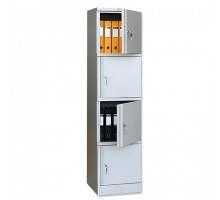 Шкаф металлический офисный ПРАКТИК "AM-1845/4", 1830х472х458 мм 4 отделения, 29 кг, разборный