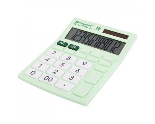 Калькулятор настольный BRAUBERG ULTRA PASTEL-12-LG (192x143мм), 12 разрядов, МЯТНЫЙ, 250504