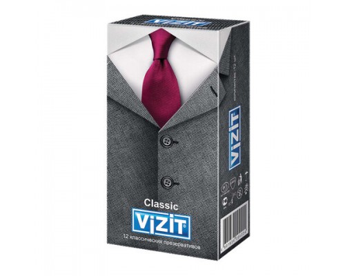 Презервативы латексные VIZIT Classic, комплект 12 шт., классические ш/к 04224