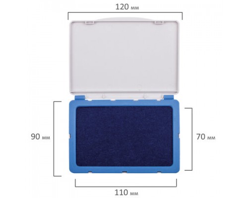 Штемпельная подушка BRAUBERG, 120*90 мм (рабочая поверхность 110*70 мм), синяя краска, 236866