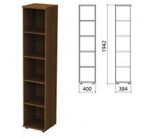 Шкаф (стеллаж) "Эко/Этюд", 386х370х1996 мм, 4 полки, орех, 908851-190