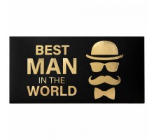 Конверт для денег "BEST MAN IN THE WORLD", Мужской стиль, 166х82 мм, фольга, ЗОЛОТАЯ СКАЗКА, 113759