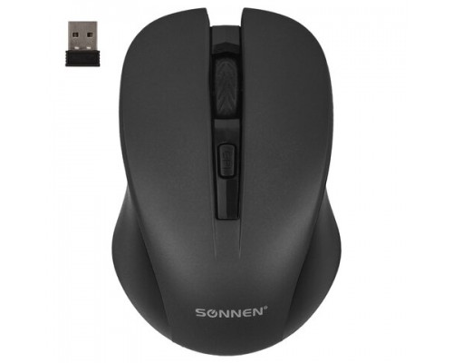 Мышь беспроводная с бесшумным кликом SONNEN  V18, USB, 800/1200/1600 dpi, 4 кнопки, черная,513514