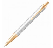 Ручка шариковая PARKER "IM Premium Pearl GT", жемчужный лак, позолота, синяя, 2143643