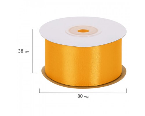 Лента атласная ширина 38 мм, длина 23 м, оранжевая, BRAUBERG, 591514
