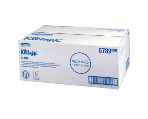 Полотенца бум.186шт,KIMBERLY-CLARK Kleenex,КОМПЛ15шт,Ultra,2сл,бел,21х21,5 Interfold(601533-534)6789