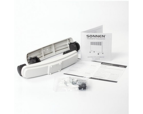 Обогреватель-конвектор SONNEN X-1500, 1500Вт, напольная/настенная установка, белый, 453495