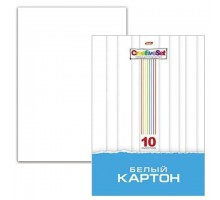 Картон белый А4 МЕЛОВАННЫЙ, 10 листов, в папке, HATBER, 205х295 мм, Creative Set, 10Кб4 05806, N049716