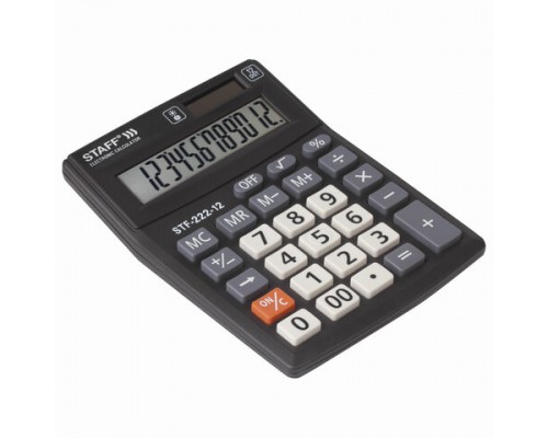 Калькулятор настольный STAFF PLUS STF-222, КОМПАКТНЫЙ (138x103мм), 12 разрядов, двойн.питание,250420