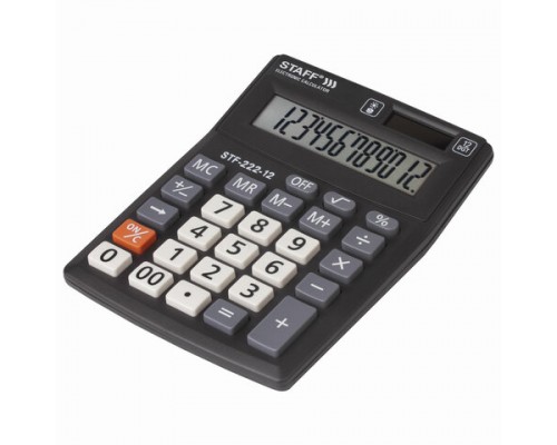 Калькулятор настольный STAFF PLUS STF-222, КОМПАКТНЫЙ (138x103мм), 12 разрядов, двойн.питание,250420