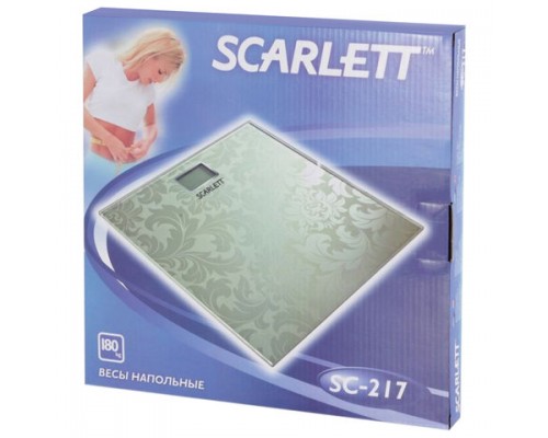 Весы напольные SCARLETT SC-217, электронные, вес до 180 кг, квадратные, стекло, розовые