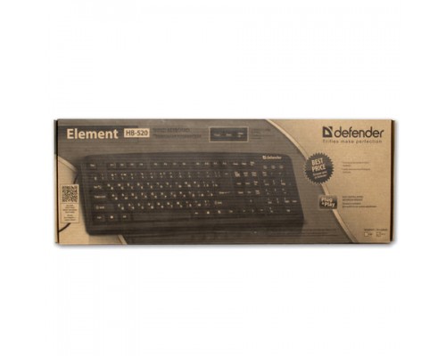Клавиатура проводная DEFENDER Element HB-520, РАЗЪЕМ PS/2, 104 клавиши+3 доп. клавиши, черная, 45520