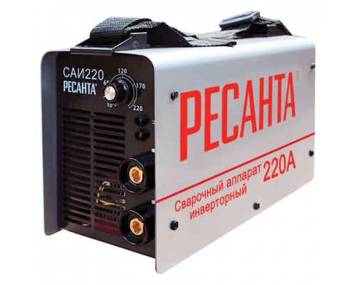 Сварочный аппарат инверторный, сварочный ток до 220А, диаметр электрода до 5мм, РЕСАНТА САИ 220