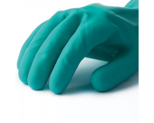 Перчатки нитриловые MANIPULA Дизель, хлопчатобумажное напыление, р-р. 8, M, зеленые, N-F-06, шк 0022