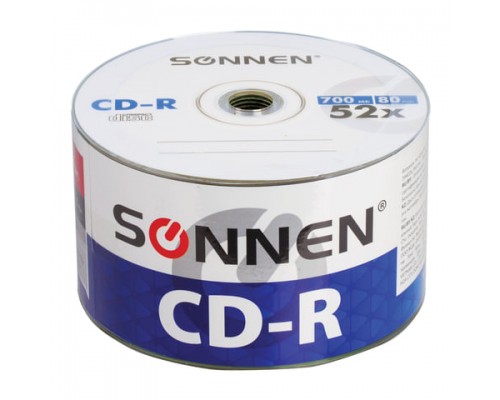 Диски CD-R SONNEN 700Mb 52x Bulk (термоусадка без шпиля) КОМПЛЕКТ 50шт, 512571