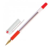 Ручка шариковая масляная с грипом MUNHWA "MC Gold", КРАСНАЯ, корпус прозрачный, узел 0,5 мм, линия письма 0,3 мм, BMC-03
