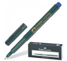 Ручка капиллярная (линер) FABER-CASTELL "Finepen 1511", СИНЯЯ, корпус темно-зеленый, линия письма 0,4 мм, 151151