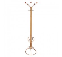 Вешалка-стойка "Стелла-2МД", 1,92 м, основание 45 см, 5 крючков+место для зонтов, металл, бук