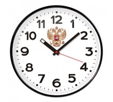 Часы настенные TROYKATIME (TROYKA) 77770732, круг, белые, черная рамка, 30,5х30,5х4 см