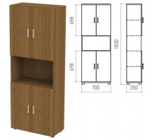 Шкаф полузакрытый "Канц", 700х350х1830 мм, цвет орех пирамидальный (КОМПЛЕКТ)