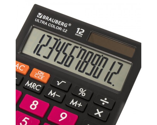 Калькулятор настольный BRAUBERG ULTRA COLOR-12-BKWR (192x143мм), 12 разрядов,ЧЕРНО-МАЛИНОВЫЙ, 250500