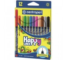 Ручки капиллярные (линеры) 12 ЦВЕТОВ CENTROPEN "Happy Liner", линия письма 0,3 мм, 2521/12, 2 2521 1202